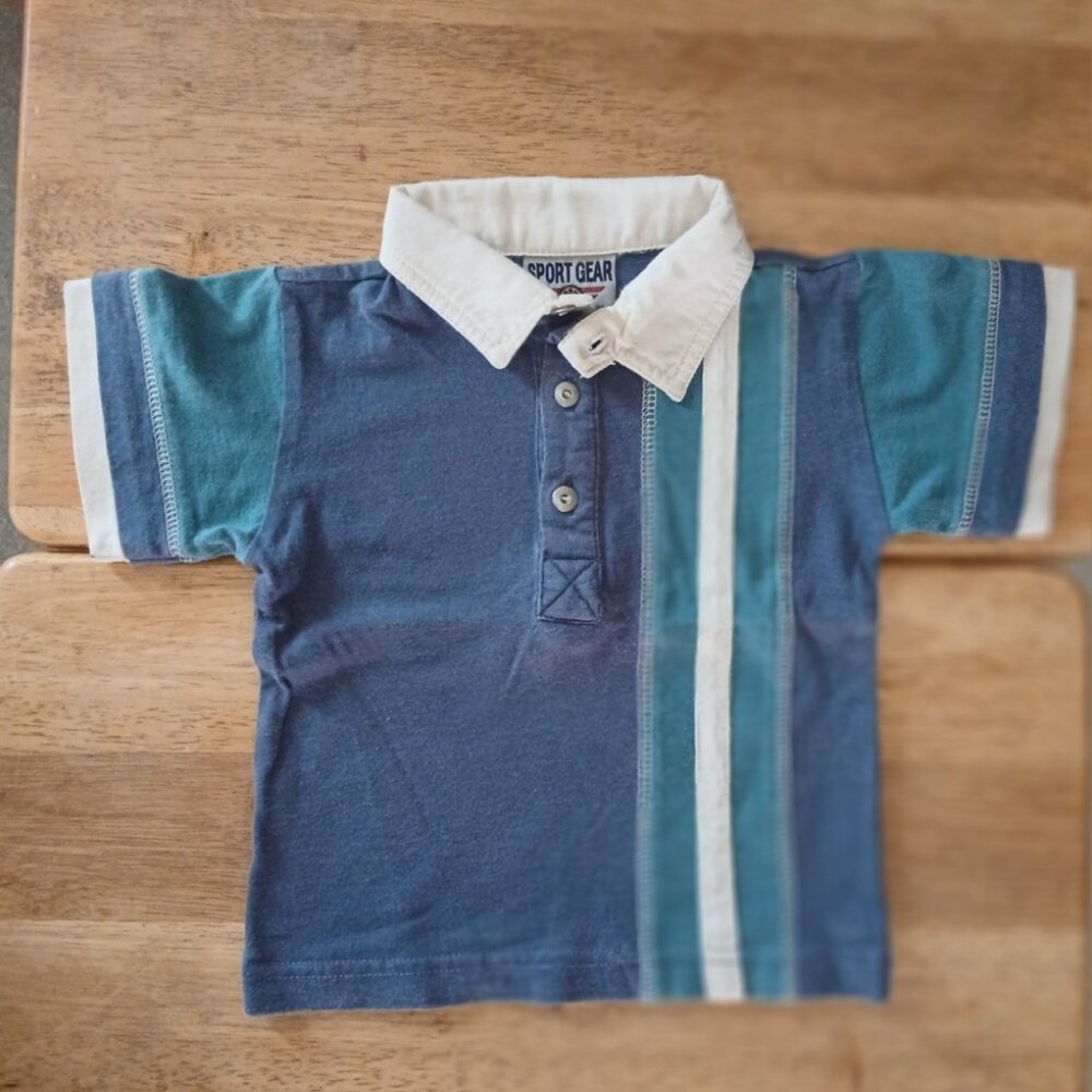SPORT GEAR multi color stripe S/S polo shirt sz 18 mos. baby boy